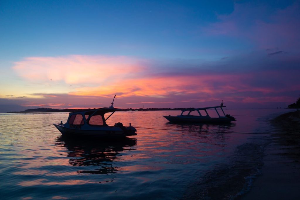 Gili Air sunset with a boat